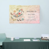 Little Bird Kleurrijk Bloemen Baby shower Spandoek (Beurs)