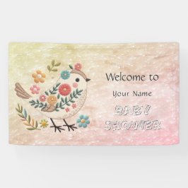 Little Bird Kleurrijk Bloemen Baby shower Spandoek