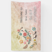 Little Bird Kleurrijk Bloemen Baby shower Spandoek (Verticaal)
