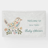 Little Bird Kleurrijk Bloemen Baby shower Spandoek (Horizontaal)
