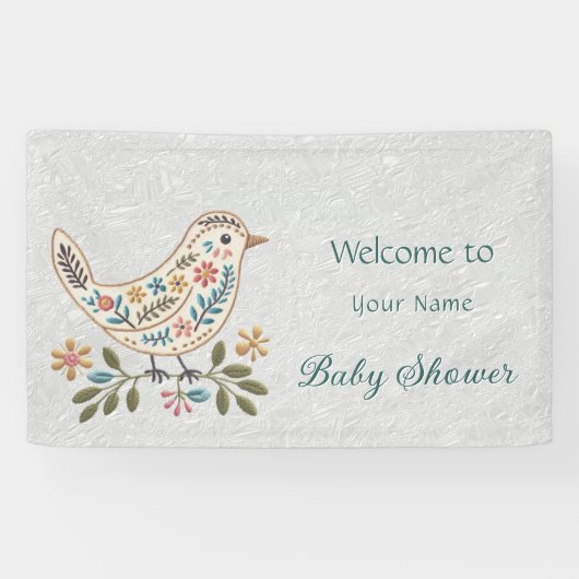 Little Bird Kleurrijk Bloemen Baby shower Spandoek (Horizontaal)