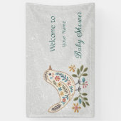 Little Bird Kleurrijk Bloemen Baby shower Spandoek (Verticaal)