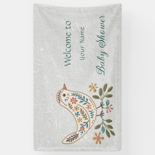 Little Bird Kleurrijk Bloemen Baby shower Spandoek (Verticaal)