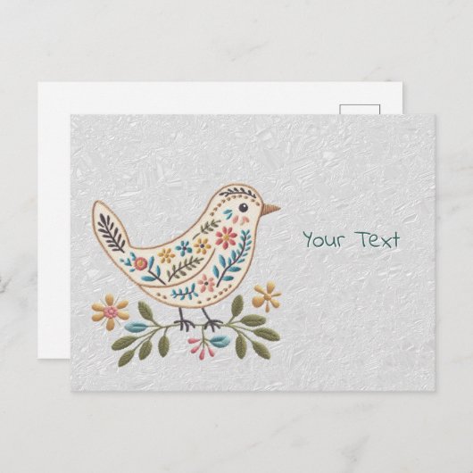 Little Bird Kleurrijk Bloemen Briefkaart (Voorkant / Achterkant)