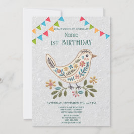 Little Bird Kleurrijk Bloemen Verjaardagsfeest Kaart