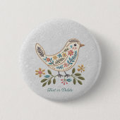 Little Bird Kleurrijke Bloemen Button (Voorkant)
