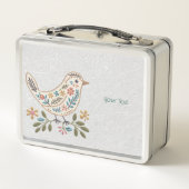 Little Bird Kleurrijke Bloemen Metalen Lunch Box (Achterkant)