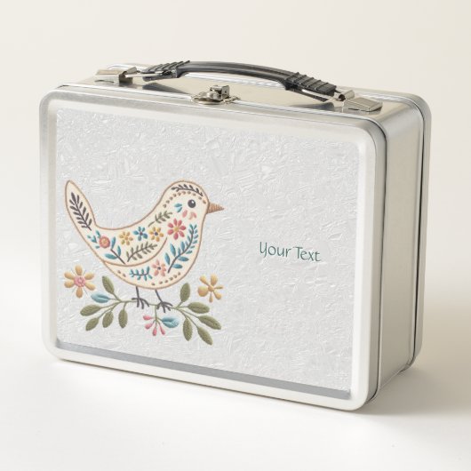Little Bird Kleurrijke Bloemen Metalen Lunch Box (Voorkant)