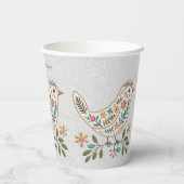 Little Bird Kleurrijke Bloemen Papier Kopjes Papieren Bekers (Achterkant)