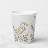 Little Bird Kleurrijke Bloemen Papier Kopjes Papieren Bekers (Voorkant)