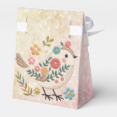Little Bird Leaves Flowers Pink Favoriete Box Bedankdoosjes (Achterkant)