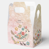 Little Bird Leaves Flowers Pink Favoriete Box Bedankdoosjes (Geopend)