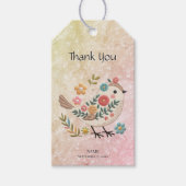Little Bird Leaves Flowers Pink Gift Label Cadeaulabel (Voorkant)