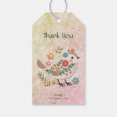 Little Bird Leaves Flowers Pink Gift Label Cadeaulabel (Achterkant)