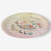 Little Bird Leaves Flowers Pink Paper Bord (Gekanteld)