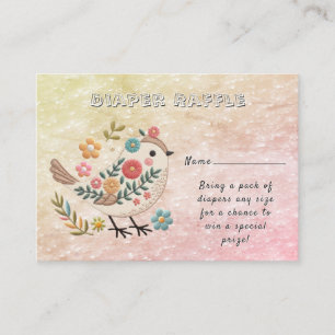 Little Bird Leaves Flowers Roze Baby shower Informatiekaartje