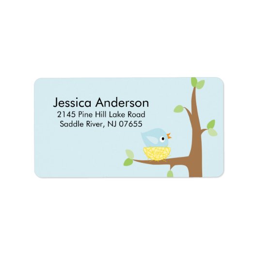 Little Bird Nesting Baby shower adres Label (Voorkant)