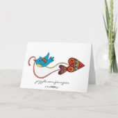 Little Bird Oekraïense volkskunst Feestdagen Kaart (Achterkant)