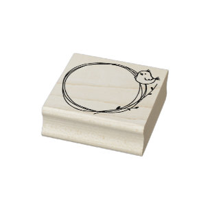 Little Bird on Twig WreatNatuur Circle Surround Rubberstempel