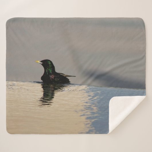 Little Bird on Water Sherpa Deken (Voorkant (horizontaal))