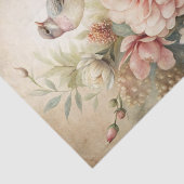 Little Bird Perched on Pretty Floral Bouquet Tissuepapier (Detail)