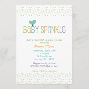 Little Bird Sprinkle Baby shower Invite Neutral Kaart
