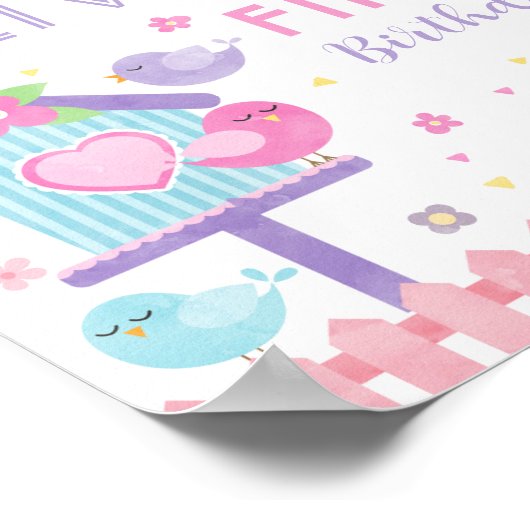 Little Bird Verjaardagsfeest Welkomstbord Poster (Hoek)