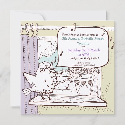 Little Bird vertelde me kinderen Birthday Party In Kaart (Voorkant)