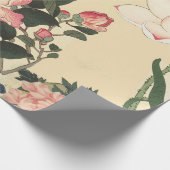 LITTLE BIRD WITH PINK ROSES AND LOTUS FLOWERS CADEAUPAPIER (Hoek)