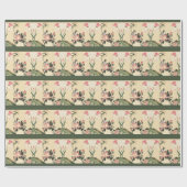 LITTLE BIRD WITH PINK ROSES AND LOTUS FLOWERS CADEAUPAPIER (Vlak)