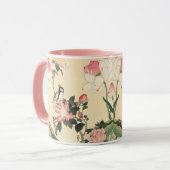 LITTLE BIRD WITH PINK ROSES AND LOTUS FLOWERS MOK (Voorkant links)