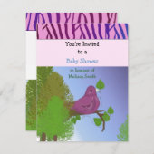 Little Birdie Baby shower Invitation Kaart (Voorkant / Achterkant)