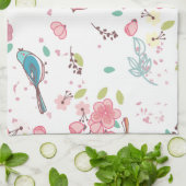 Little Birdie Pink en Blue Whimsical Girly Theedoek (Gevouwen)