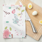 Little Birdie Pink en Blue Whimsical Girly Theedoek (Quarter Fold)