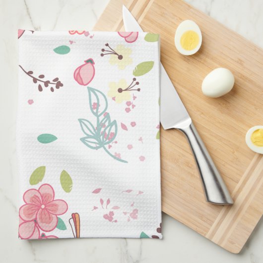 Little Birdie Pink en Blue Whimsical Girly Theedoek (Quarter Fold)