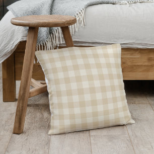Little Birdies beige Gingham - patroon. Kussen