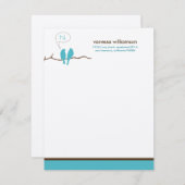 Little Birdies Custom Flat Note Cards (aqua) Notitiekaartje (Voorkant / Achterkant)