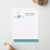 Little Birdies Custom Flat Note Cards (aqua) Notitiekaartje (Voorkant / Achterkant in situ)