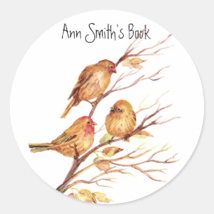 Little Birds Boek Bord aan te passen Ronde Sticker