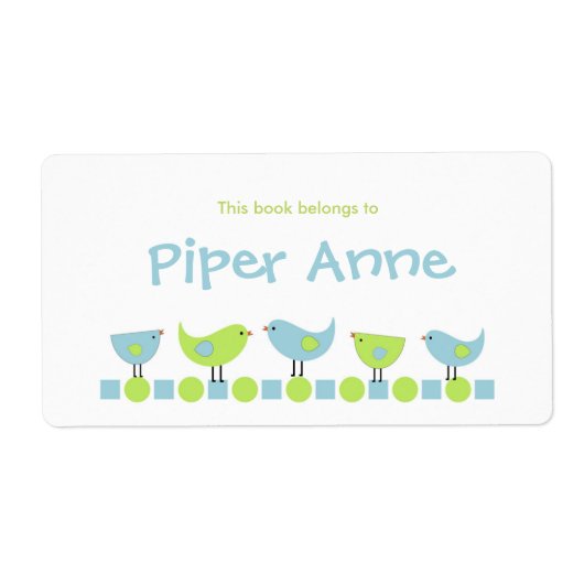 Little Birds Bookplate / School Supplies Label (Voorkant)