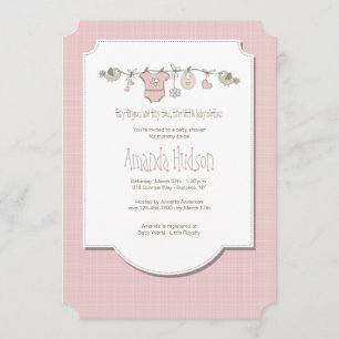 Little Birds Clothesline Invitation Kaart