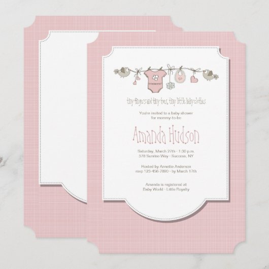 Little Birds Clothesline Uitnodiging (Voorkant / Achterkant)