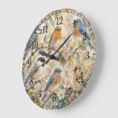 Little Birds Wall Clock — Charming Nature Design Grote Klok (Hoek)