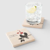 little birds with hearts stenen onderzetter (Zijkant)