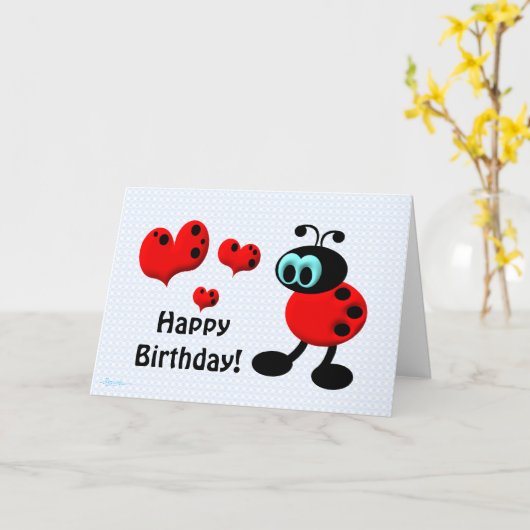 Little Birthday Love Bug Kaart (Gele Bloem)