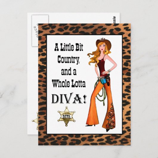 Little Bit Country en een Whole Lotta DIVA! Briefkaart (Voorkant / Achterkant)