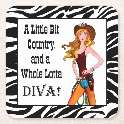 Little Bit Country en een Whole Lotta DIVA! Kartonnen Onderzetters (Voorkant)