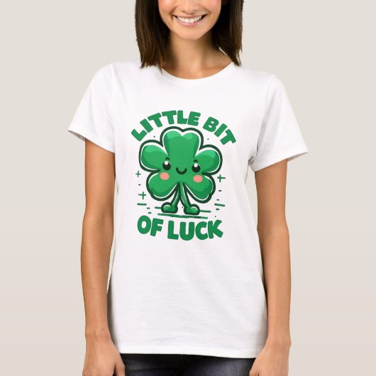 Little Bit of Luck – Cute Kawaii Clover  T-shirt (Voorkant)