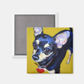 Little Bitty Chihuahua - Black en Tan Chihuahua Magneet (Voorkant / Achterkant)