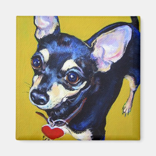 Little Bitty Chihuahua - Black en Tan Chihuahua Magneet (Voorkant)